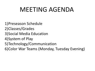 MEETING AGENDA