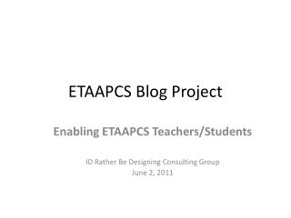 ETAAPCS Blog Project