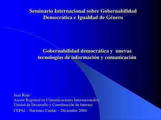 Seminario Internacional sobre Gobernabilidad Democrática e Igualdad de Género