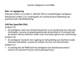 Sociale Veiligheid in het MBO