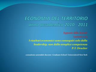 ECONOMIA DEL TERRITORIO anno accademico 2010 - 2011