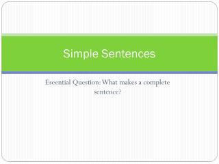 Simple Sentences