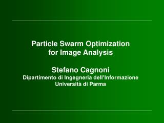 Particle Swarm Optimization for Image Analysis Stefano Cagnoni