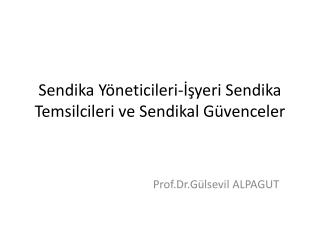 Sendika Yöneticileri-İşyeri Sendika Temsilcileri ve Sendikal Güvenceler