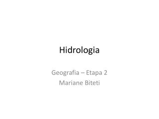 Hidrologia