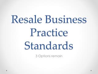 Resale Business Practice Standards