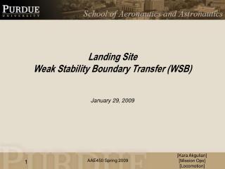 Landing Site Weak Stability Boundary Transfer (WSB)