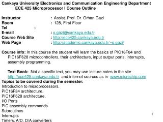 Cankaya University Electronics and Communication Engineering Department