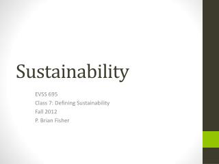 Sustainability