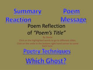 Poem Reflection of “Poem’s Title”