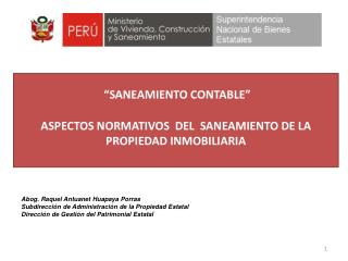 “SANEAMIENTO CONTABLE” ASPECTOS NORMATIVOS DEL SANEAMIENTO DE LA PROPIEDAD INMOBILIARIA