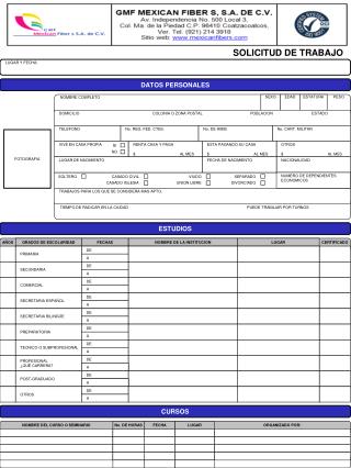 SOLICITUD DE TRABAJO