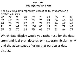 Warm-up Day before of Ch. 3 Test