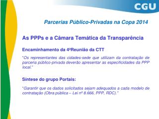 Parcerias Público-Privadas na Copa 2014