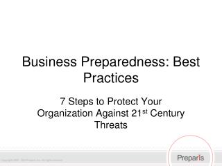 Business Preparedness: Best Practices