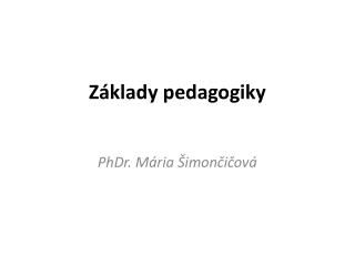 Základy pedagogiky