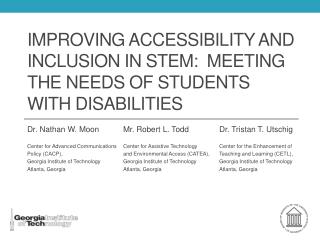 Improving Accessibility and Inclusion In STEM: Meeting the needs of Students with Disabilities