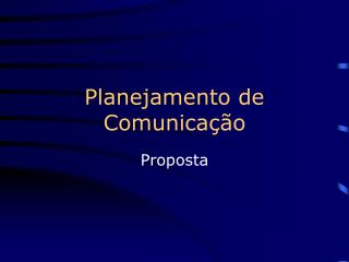 Planejamento de Comunicação