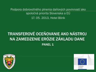 Transferové oceňovanie ako nástroj na zamedzenie erózie základu dane Panel 1