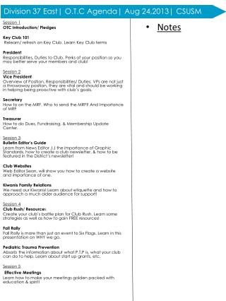 Division 37 East| O.T.C Agenda| Aug 24,2013| CSUSM
