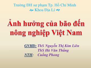 Trường ĐH sư phạm Tp. Hồ Chí Minh  Khoa Địa Lí 