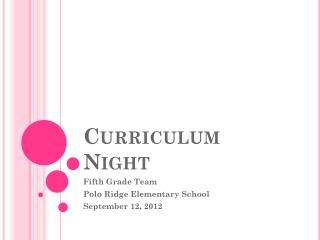 Curriculum Night