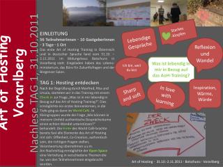 Art of Hosting Vorarlberg Nachlese TAG 1, 31.10.201 1