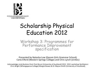 Scholarship Physical Education 2012