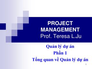 PROJECT MANAGEMENT Prof. Teresa L.Ju