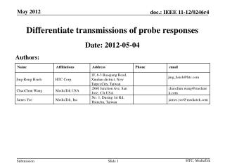 Differentiate transmissions of probe responses