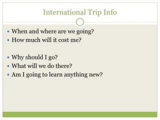 International Trip Info