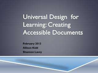 Universal Design for Learning: Creating Accessible Documents