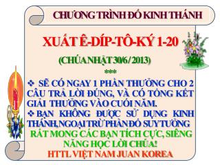 XUẤT Ê-DÍP-TÔ-KÝ 1-20 (CHÚA NHẬT 30/6 / 2013) ***