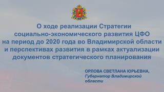 О ходе реализации Стратегии социально-экономического развития ЦФО