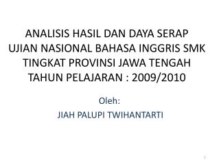 Oleh : JIAH PALUPI TWIHANTARTI