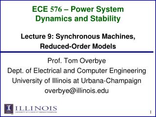 ECE 576 – Power System Dynamics and Stability