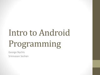 Intro to Android Programming