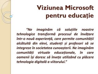 Viziunea Microsoft pentru educație