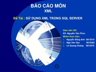 BÁO CÁO MÔN XML