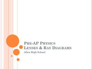 Pre-AP Physics Lenses &amp; Ray Diagrams