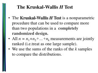 The Kruskal-Wallis H Test