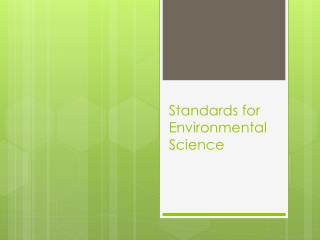 Standards for Environmental Science