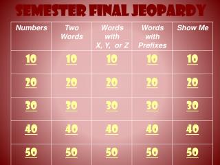 Semester Final Jeopardy