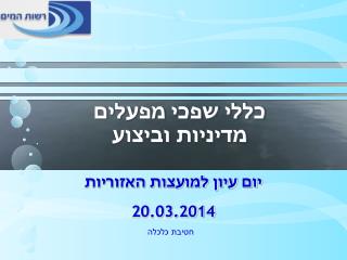 יום עיון למועצות האזוריות 20.03.2014