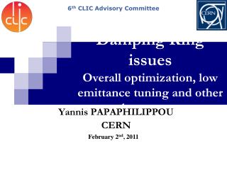 Damping Ring issues Overall optimization, low emittance tuning and other beam tests