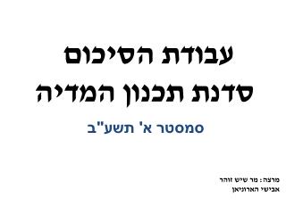 עבודת הסיכום סדנת תכנון המדיה