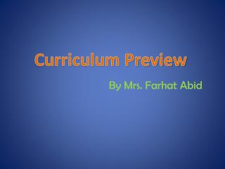 Curriculum Preview