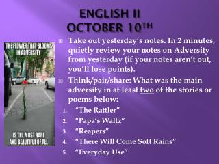 ENGLISH II OCTOBER 10 TH