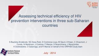 Assessing technical efficiency of HIV prevention interventions in three sub-Saharan countries
