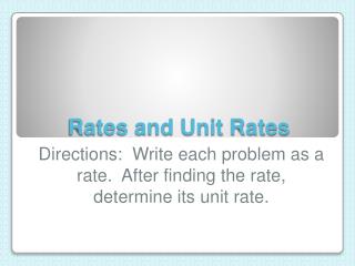 Rates and Unit Rates